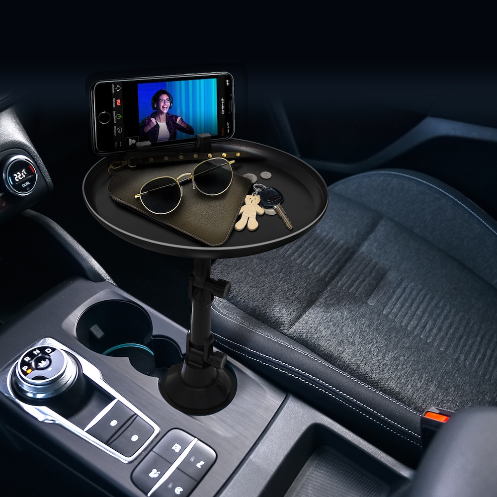 UNIVERSAL CUP HOLDER CAR PHONE MOUNT & ADJUSTABLE TRAY Header Image